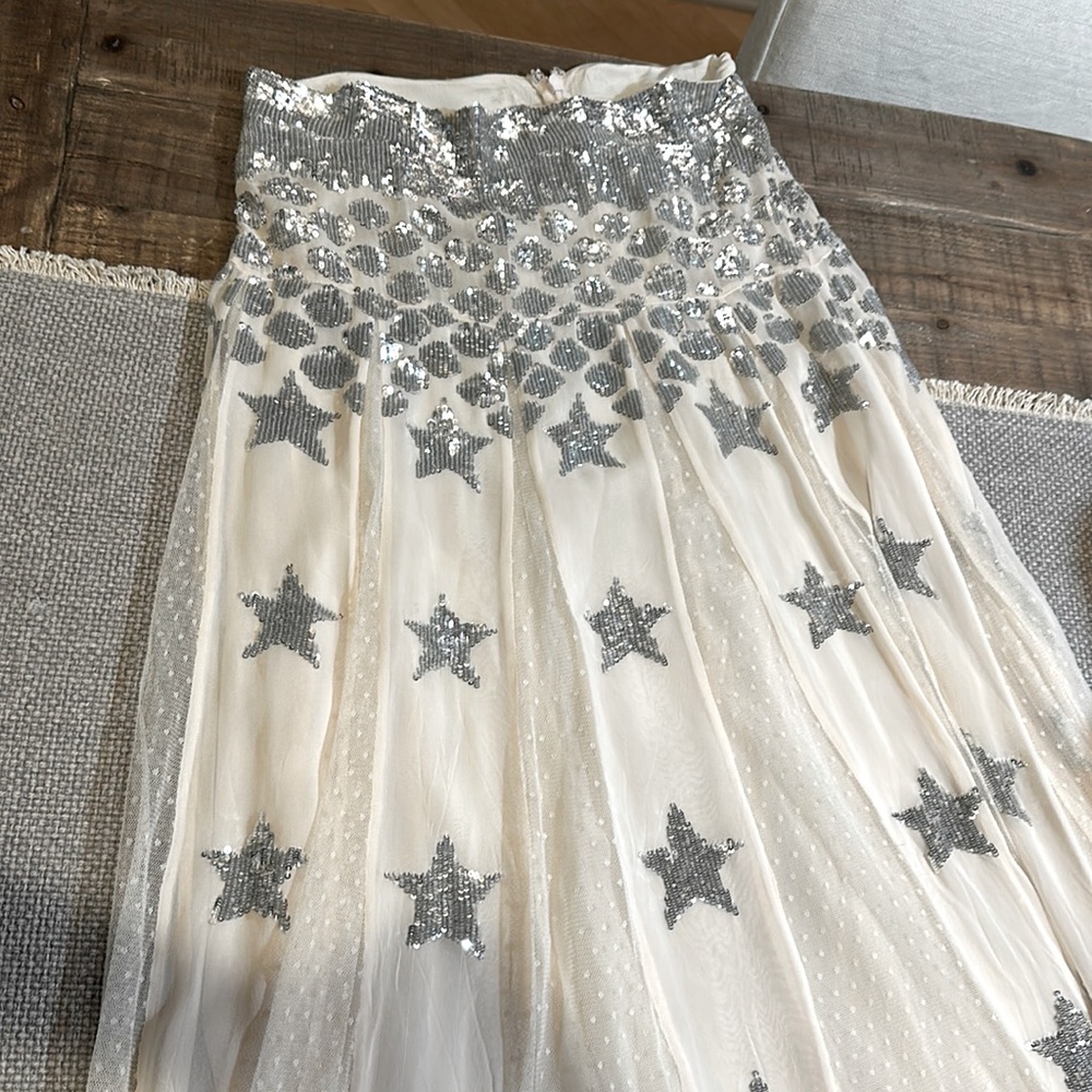 Temperley London full length maxi skirt. Pink with silver sequins all over. Sz 6